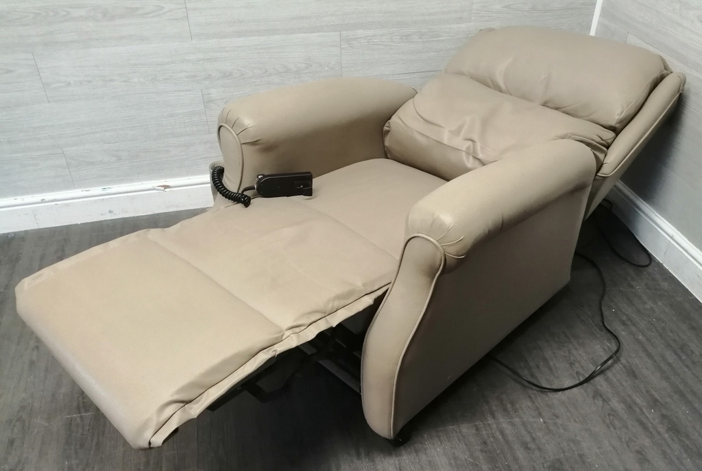 Beige Leather Rise &amp; Recline Armchair