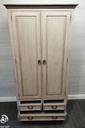 Green toned shabby chic rustic painted  wardrobe