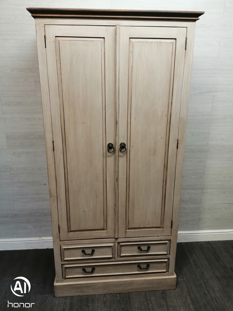 Green toned shabby chic rustic painted  wardrobe