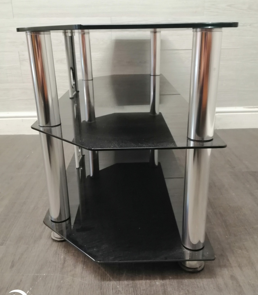 QUALITY LARGE BLACK GLASS TV STAND