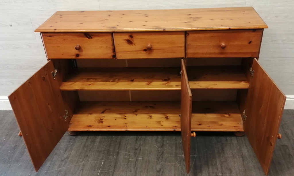 Triple pine sideboard