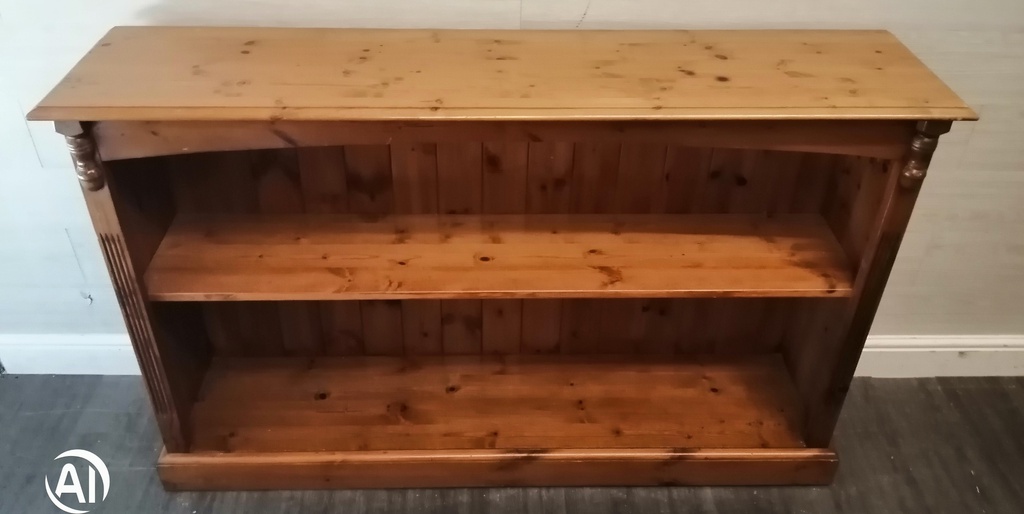 Long Low Solid Pine BOOKCASE