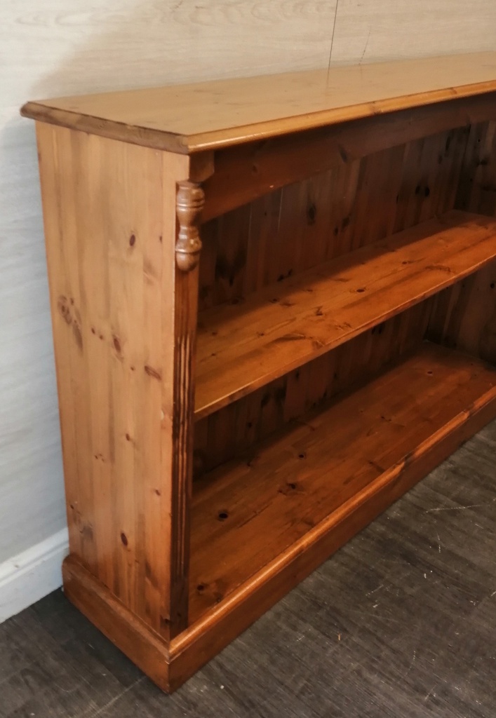 Long Low Solid Pine BOOKCASE