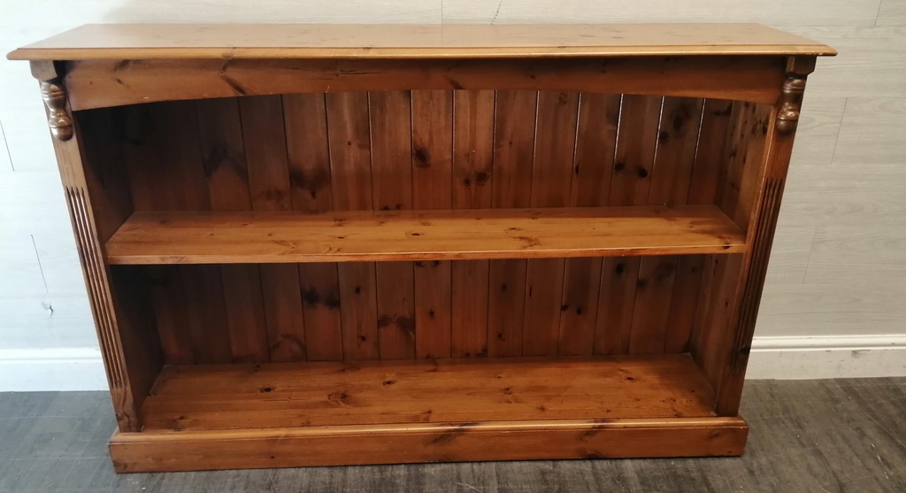 Long Low Solid Pine BOOKCASE