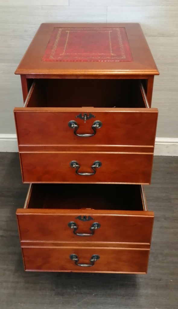 Repro Yew Two Drawer Filing Cabinet