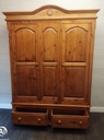 Quality triple size solid pine wardrobe with drawers
