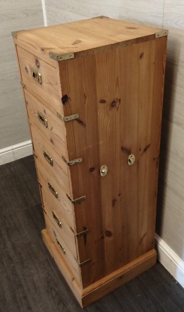 Military style  solid pine slim wellington chest