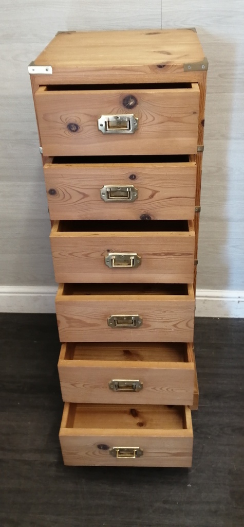 Military style  solid pine slim wellington chest