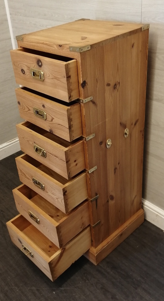 Military style  solid pine slim wellington chest