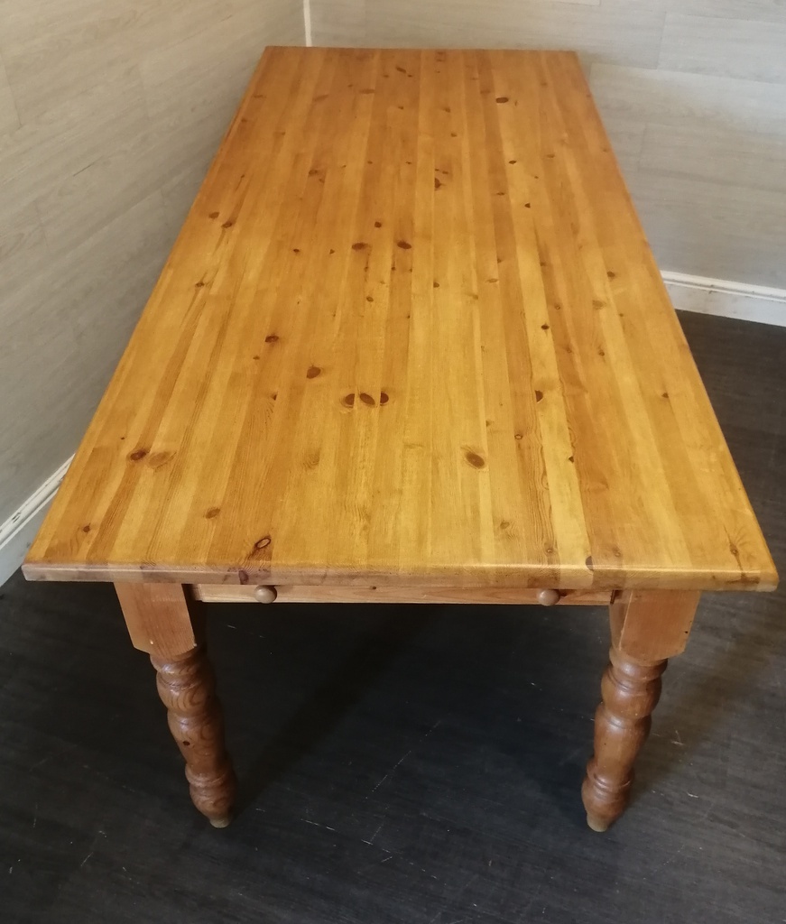 7ft Solid Pine Table With Drawer