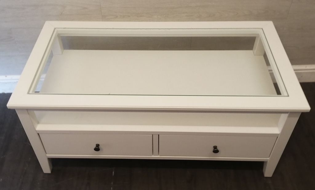 Ikea glass top white coffee table
