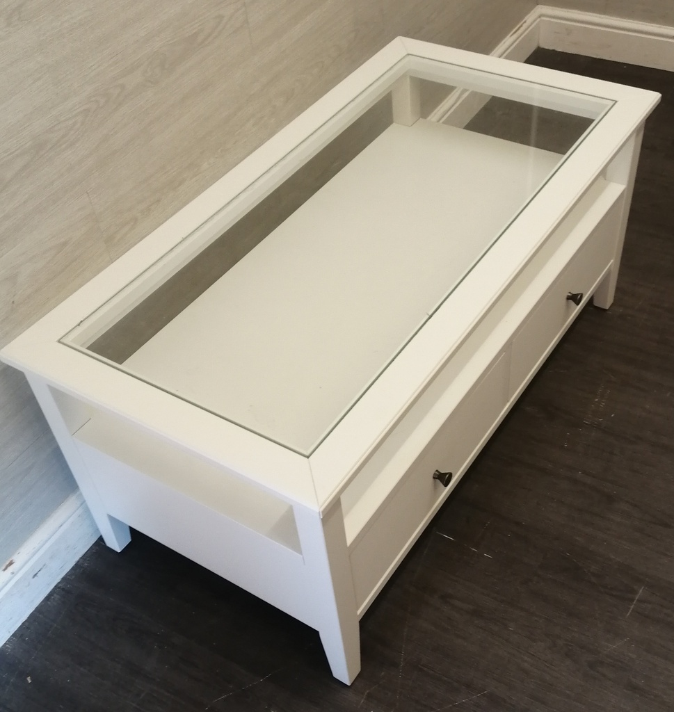 Ikea glass top white coffee table