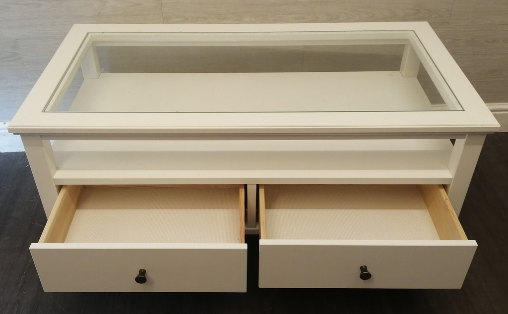 Ikea glass top white coffee table