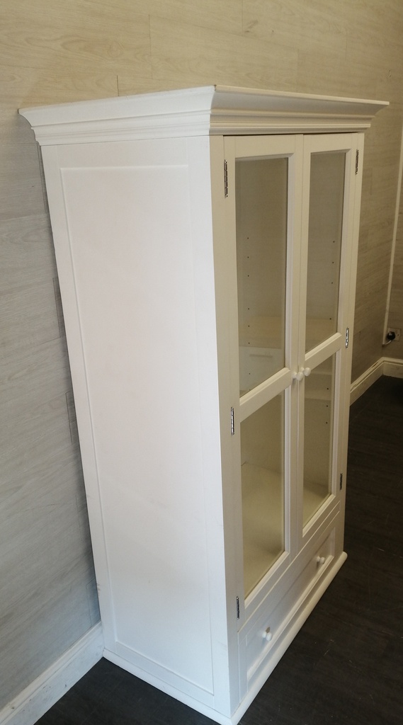 Neat glazed fronted white wardrobe
