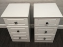 PAIR OF 3 DRAWER WHITE BEDSIDE CHESTS