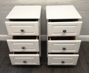 PAIR OF 3 DRAWER WHITE BEDSIDE CHESTS