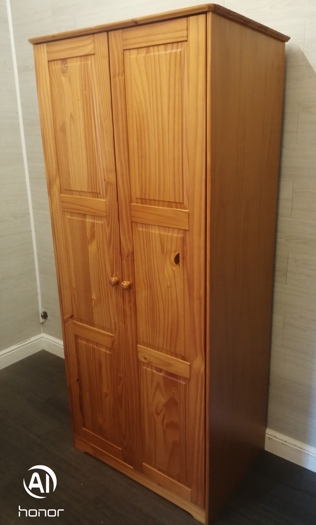 Two door pine wardrobe