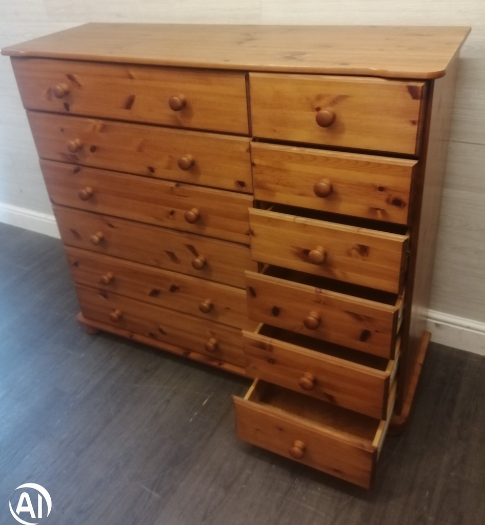 pine 12 drawer merchant style pine chest
