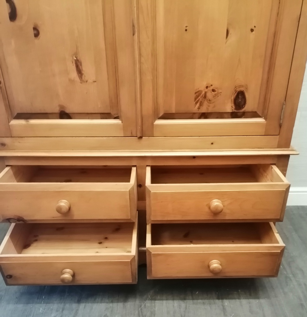 solid pine double wardrobe with drawers