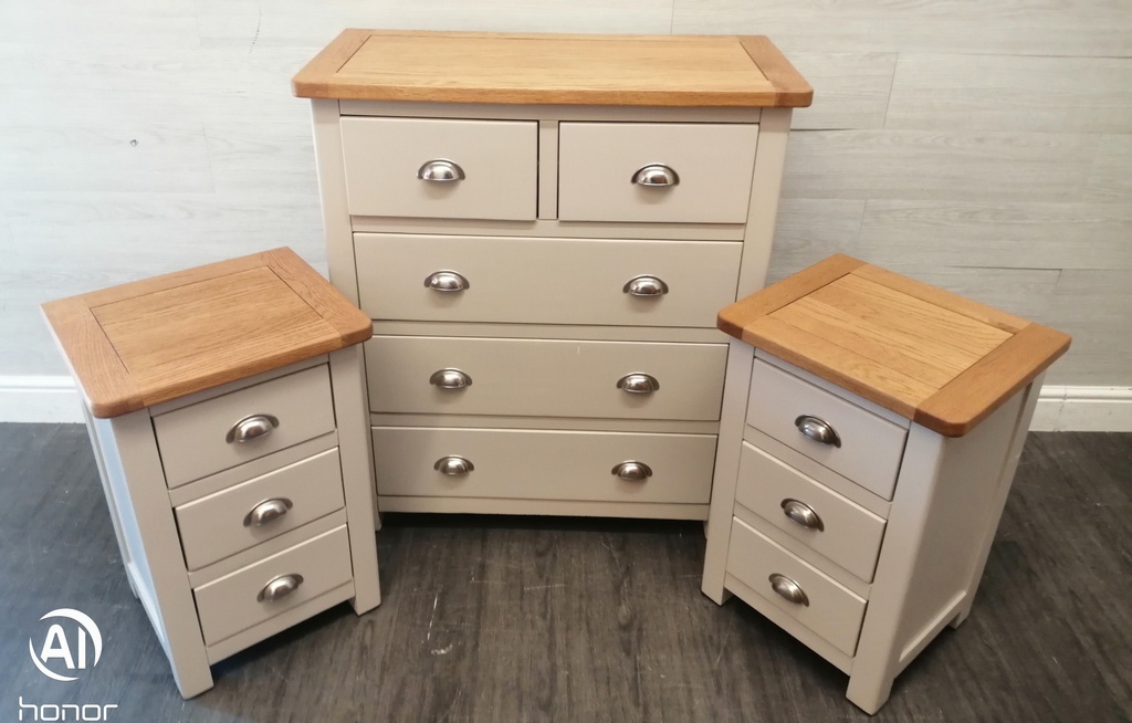 Pair Of Grey Shaker style  Bedside Chests