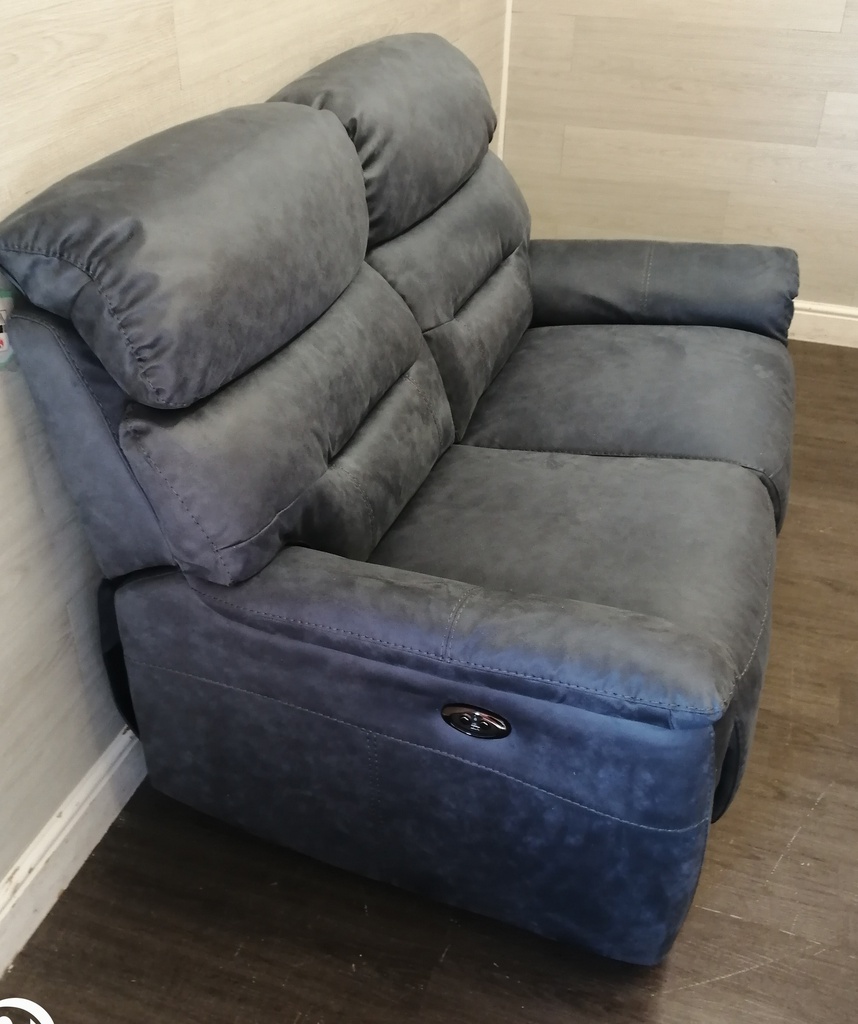 TWO SEATER SLATE BLUE ELECTRIC RECLINER SOFA