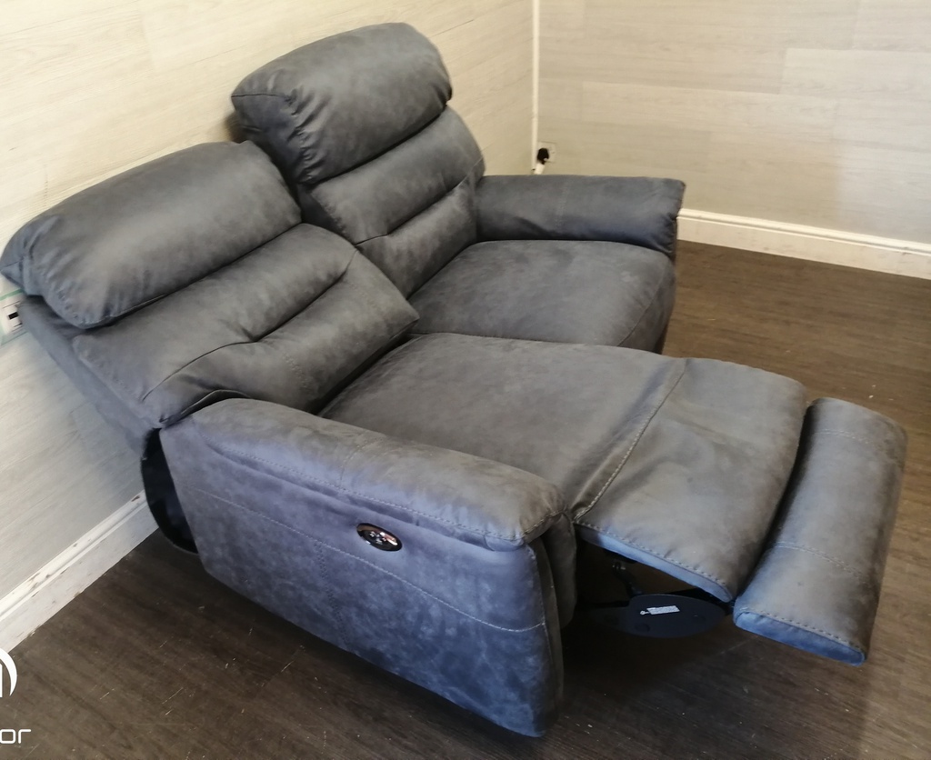 TWO SEATER SLATE BLUE ELECTRIC RECLINER SOFA