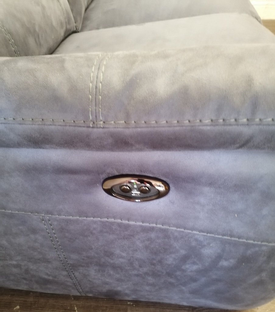TWO SEATER SLATE BLUE ELECTRIC RECLINER SOFA