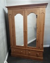 QUALITY LARGE 2 DOOR PINE WARDROBE with mirrors