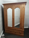 QUALITY LARGE 2 DOOR PINE WARDROBE with mirrors