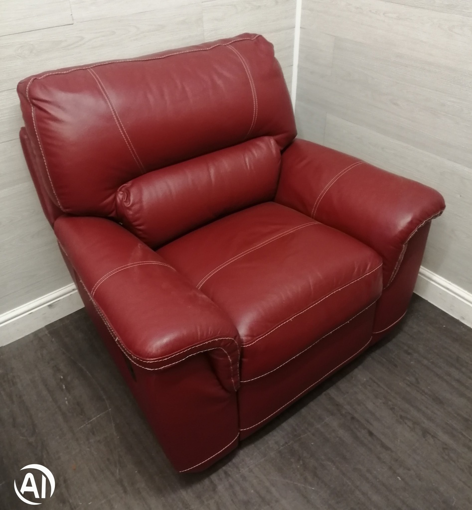 Red Leather Electric Recliner Armchair