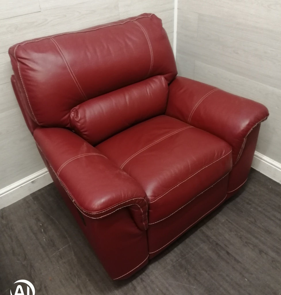 Red Leather Electric Recliner Armchair
