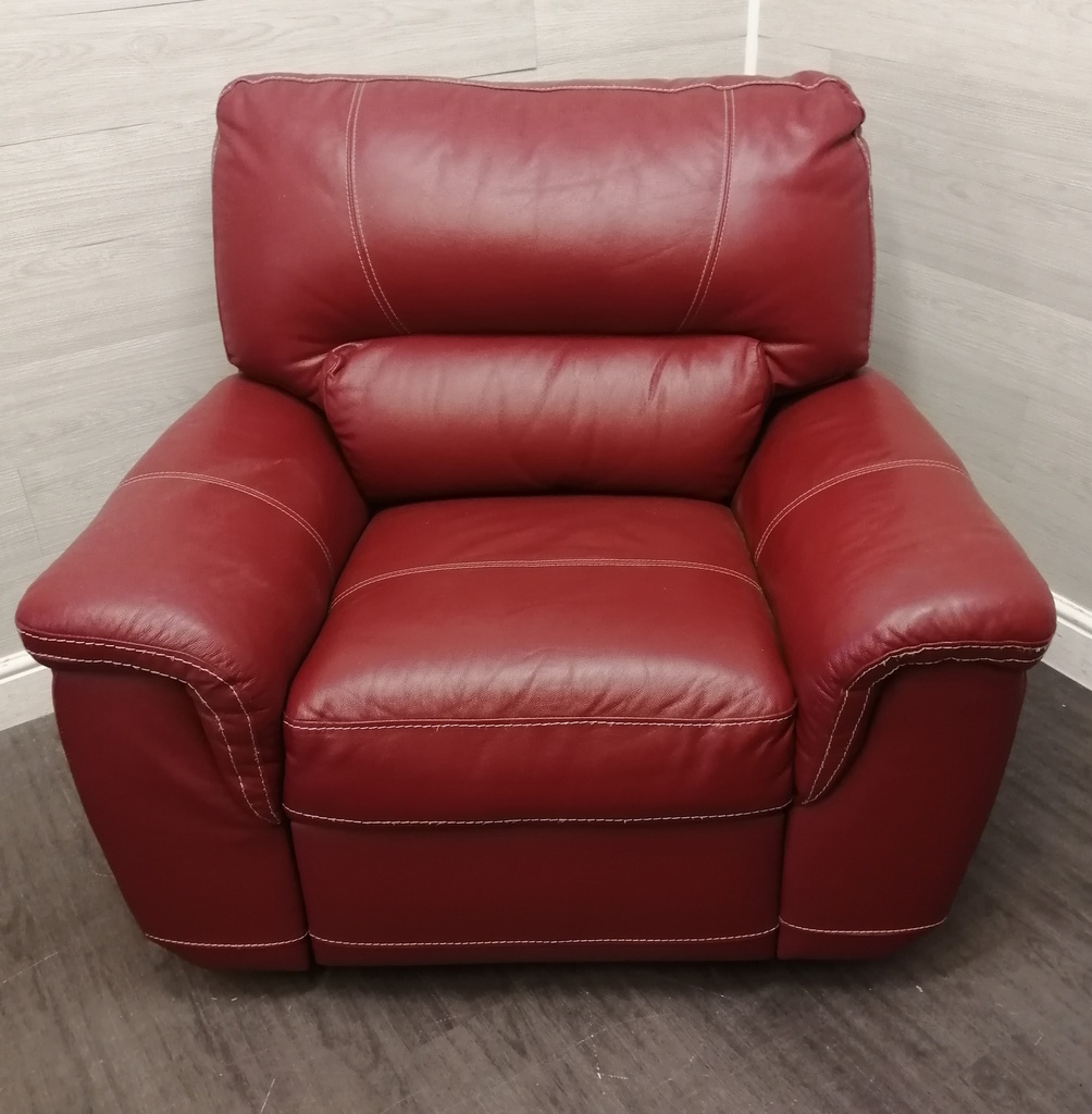 Red Leather Electric Recliner Armchair