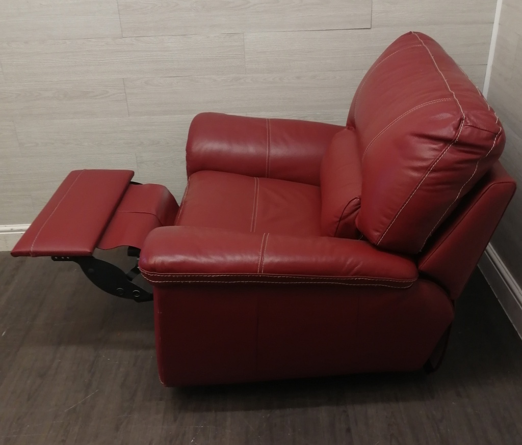 Red Leather Electric Recliner Armchair