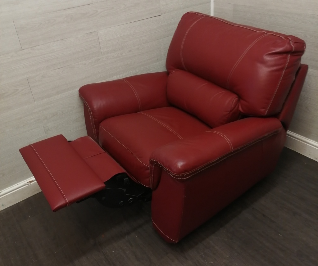 Red Leather Electric Recliner Armchair
