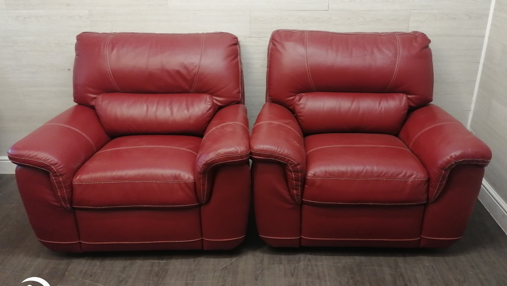 Red Leather Electric Recliner Armchair