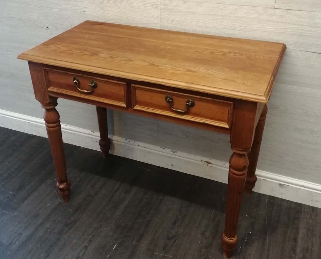 Solid pine 2 two drawer desk / console table