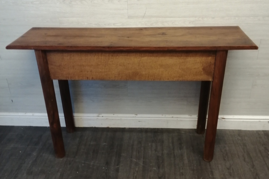 Great two drawer rustic dark solid wood console table