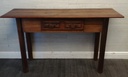 Great two drawer rustic dark solid wood console table