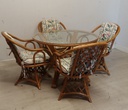 conservatory dining table and 4 swivel chairs