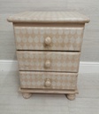 painted pine three drawer bedside chest