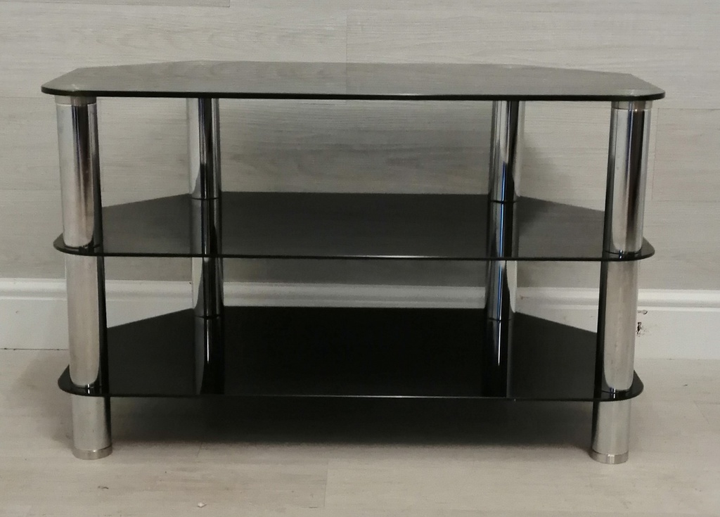 black glass tv stand