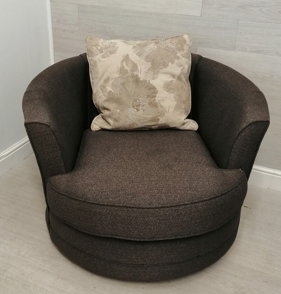 BROWN toned ROUND SWIVEL ARMCHAIR