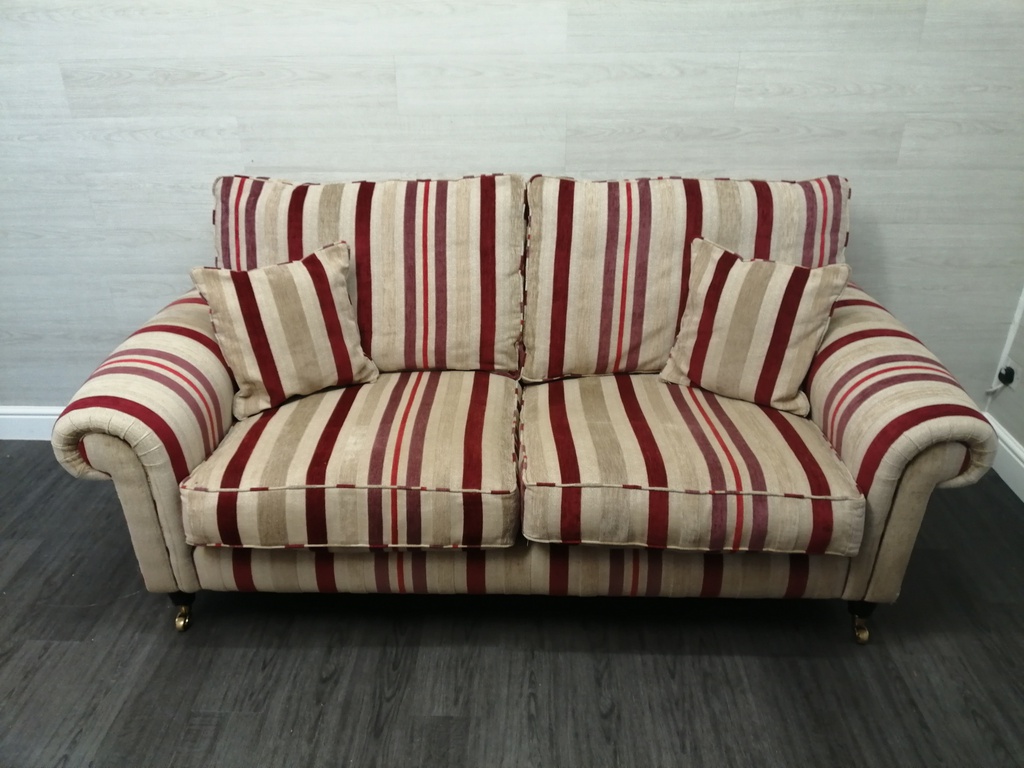 LAURA ASHLEY  CRANBERRY  stripe TWO SEATER SOFA