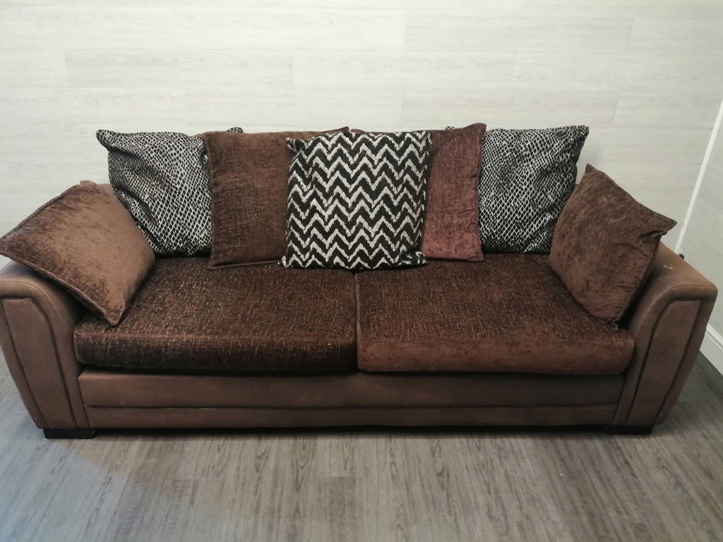 brown toned Three Seater Pillow Back Sofa