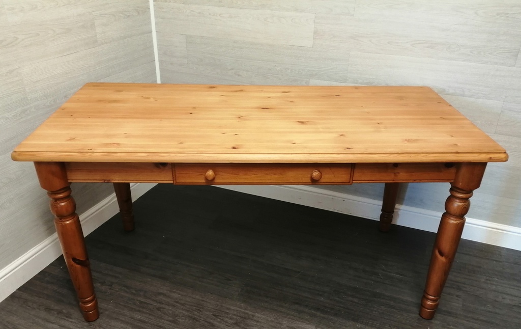 ducal pine dining table with drawer