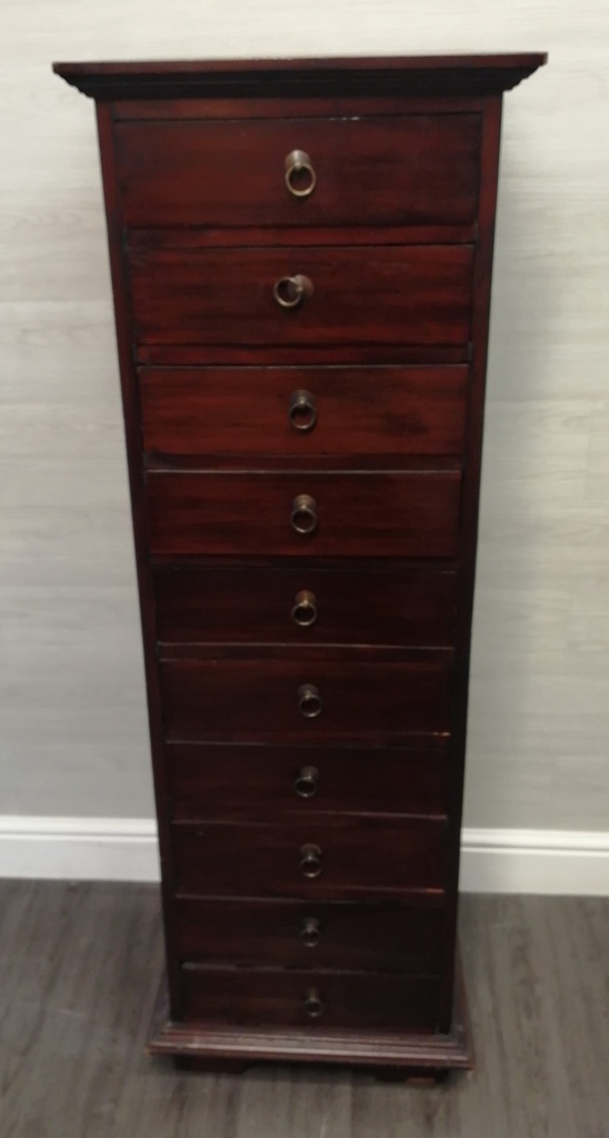 great tall ten drawer dark wood wellington chest