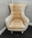 stylish Cream Leather Swivel Chair