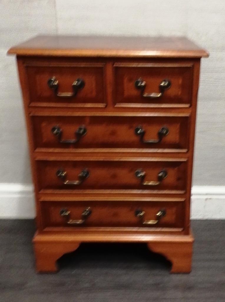 neat yew repro chest of drawers