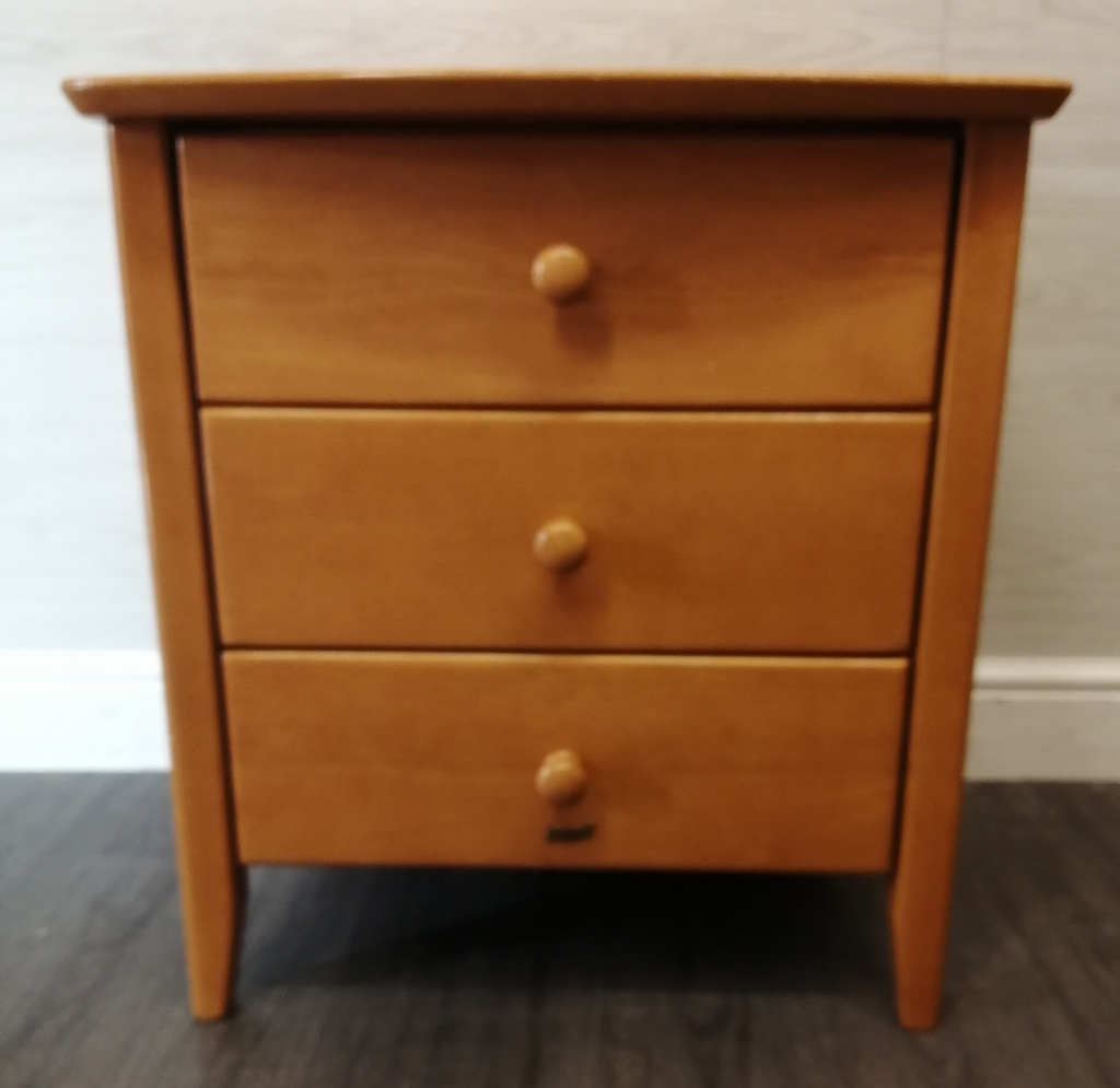 three drawer bedside chest