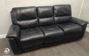 BLACK  LEATHER THREE SEATER RECLINER SOFA